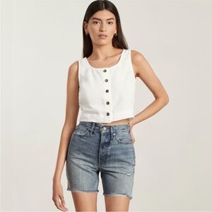 Everlane The Linen Button-Front Crop Tank